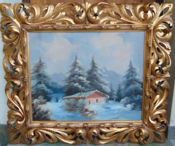 Obraz zimní krajina ve Florentinském rámu Obraz zimní krajina ve Florentinském rámu