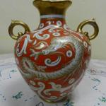 Oranžová zlacená Váza s Draky Oranžová zlacená Váza s Draky