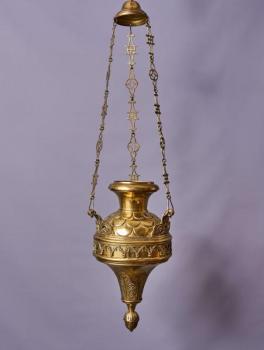 Neogotická závěsná chrámová olejová lampa - věčné Neogotická závěsná chrámová olejová lampa - věčné