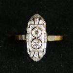 Zlatý art deco prsten s diamanty Zlatý art deco prsten s diamanty