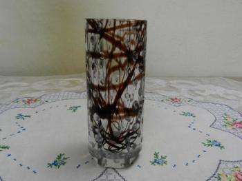 Autorská broušená váza s fialovou spirálou - Čechy Autorská broušená váza s fialovou spirálou - Čechy