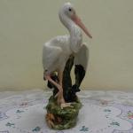 Malovaná keramická soška čápa Malovaná keramická soška čápa