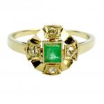 Briliantový prsten se smaragdem, Art Deco Briliantový prsten se smaragdem, Art Deco