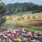 Signatura nečitelná - Krajina s vlčími máky a snop Signatura nečitelná - Krajina s vlčími máky a snop