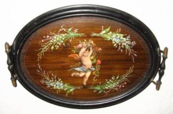 Podnos-tác s amorkem, ruční malba  Podnos-tác s amorkem, ruční malba