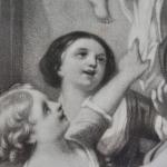 Mědirytina domácí štěstí signovaná Mědirytina domácí štěstí signovaná