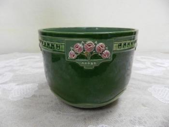 Secesní zelený květináč / květník, majolika - Dubí Secesní zelený květináč / květník, majolika - Dubí