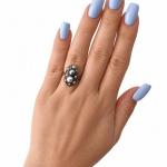 Starožitný prsten s přírodními perlami a diamanty Starožitný prsten s přírodními perlami a diamanty