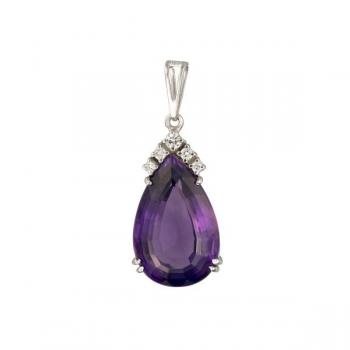 Zlatý přívěsek s přírodním ametystem a diamanty Zlatý přívěsek s přírodním ametystem a diamanty