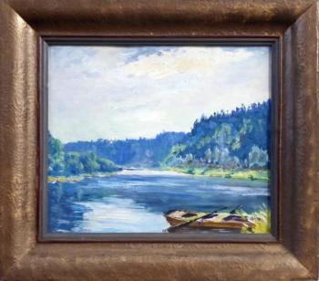 Vojtěch Pernica - Loďka na řece za slunného dne Vojtěch Pernica - Loďka na řece za slunného dne