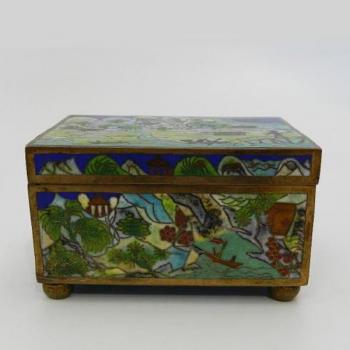 Smaltová modrá krabička Cloisonne Smaltová modrá krabička Cloisonne