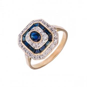 Prsten s přírodními safíry a diamanty Art Deco Prsten s přírodními safíry a diamanty Art Deco