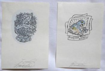 Lumír Šindelář - Dvě exlibris František Pultr Lumír Šindelář - Dvě exlibris František Pultr