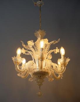 Malý šestiramenný benátský lustr - výška 58 cm Malý šestiramenný benátský lustr - výška 58 cm