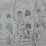 Adolf Kašpar - Nádvoří s kašnou Adolf Kašpar - Nádvoří s kašnou