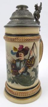 Keramický korbel s vlajkonošem a drakem Keramický korbel s vlajkonošem a drakem