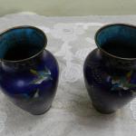 Mosazné párové vázy, cloisonné, smalt Mosazné párové vázy, cloisonné, smalt