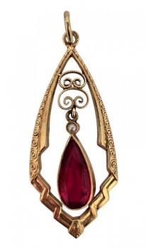 Zlatý secesní přívěsek s perličkou Zlatý secesní přívěsek s perličkou