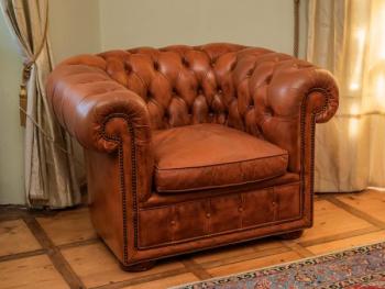 Pohodlné křeslo Chesterfield kožené Pohodlné křeslo Chesterfield kožené