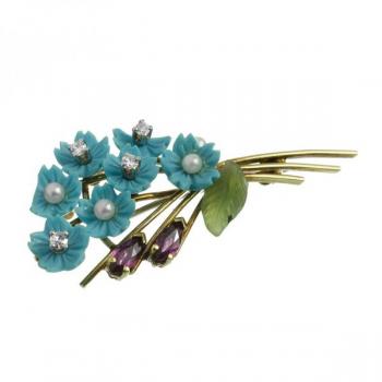 Zlatá brož ve tvaru květiny Zlatá brož ve tvaru květiny