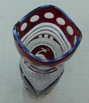 Váza sklo červená a číra Váza sklo červená a číra