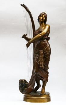 Bronzová socha - Egyptská harfenistka Bronzová socha - Egyptská harfenistka