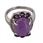 Stříbrný prsten s levandulovým jadeitem a ametysty Stříbrný prsten s levandulovým jadeitem a ametysty