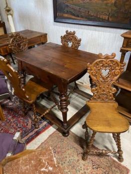 Stůl+4*řezbovaná židle  Stůl+4*řezbovaná židle