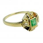 Briliantový prsten se smaragdem, Art Deco Briliantový prsten se smaragdem, Art Deco