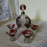 Likérová souprava karafa a 4 sklenky Biedermeier Likérová souprava karafa a 4 sklenky Biedermeier