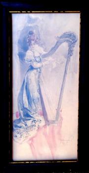 Rámeček s dívkou u harfy - Marold Rámeček s dívkou u harfy - Marold