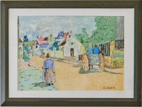 Barevná kresba – venkovská ulice Barevná kresba – venkovská ulice