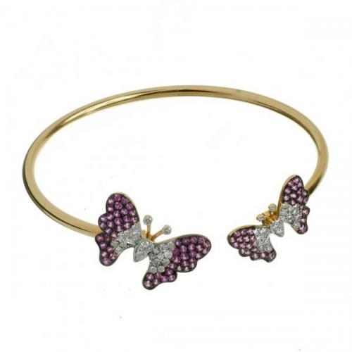 Zlatý náramek s růžovými safíry a brilianty Zlatý náramek s růžovými safíry a brilianty