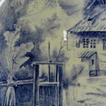 Kameninový talíř malovaný kobaltem Kameninový talíř malovaný kobaltem