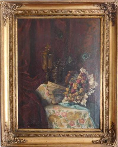 Zátiší s kyticí a vějířem - S.Jureček Zátiší s kyticí a vějířem - S.Jureček