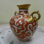 Oranžová zlacená Váza s Draky Oranžová zlacená Váza s Draky