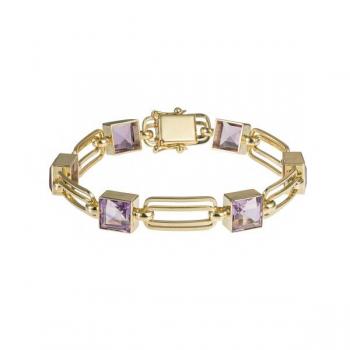 Zlatý náramek s přírodními ametysty Zlatý náramek s přírodními ametysty
