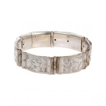 Stříbrný článkový náramek s rytým dekorem Stříbrný článkový náramek s rytým dekorem