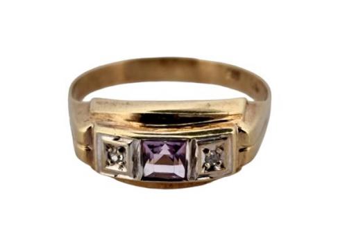 ZLATÝ PRSTEN ART DECO S AMETYSTEM A DIAMANTY ZLATÝ PRSTEN ART DECO S AMETYSTEM A DIAMANTY