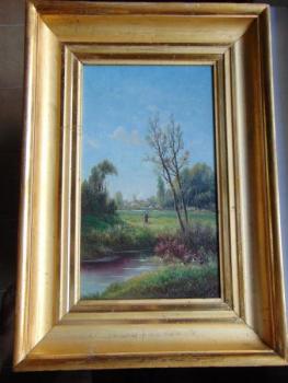 Obraz krajina - v pozadí město  Obraz krajina - v pozadí město