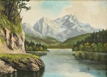 Jezero v horské krajině  Jezero v horské krajině