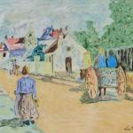 Barevná kresba – venkovská ulice Barevná kresba – venkovská ulice