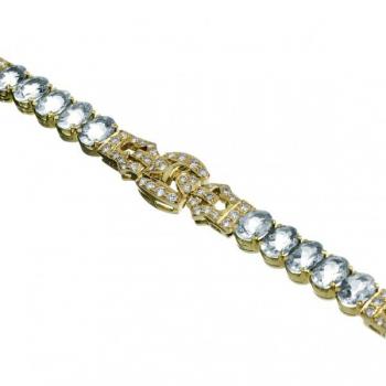 Zlatý náramek s akvamaríny a brilianty Zlatý náramek s akvamaríny a brilianty