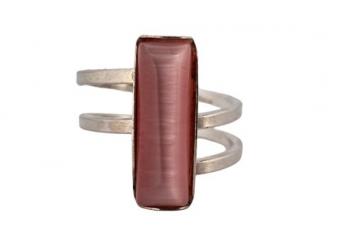 STŘÍBRNÝ DVOJITÝ PRSTEN S RŮŽOVÝM KOČIČÍM OKEM STŘÍBRNÝ DVOJITÝ PRSTEN S RŮŽOVÝM KOČIČÍM OKEM