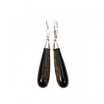 Zlaté náušnice s obsidiánem Zlaté náušnice s obsidiánem