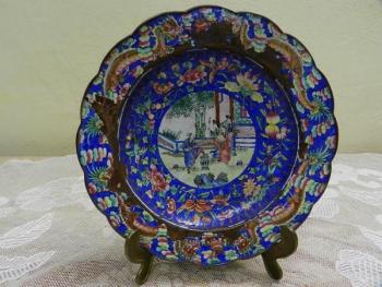 Mosazný orientální talíř, cloisonné Mosazný orientální talíř, cloisonné