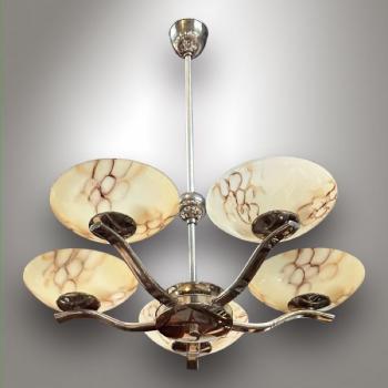 Chromový lustr Art Deco Chromový lustr Art Deco