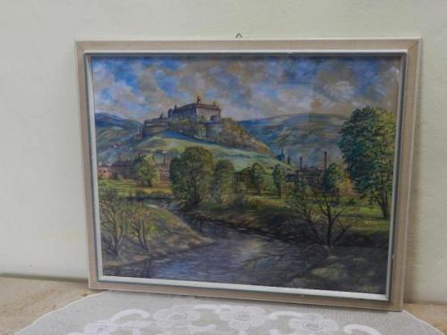 Obraz, zámek Náchod, signováno Obraz, zámek Náchod, signováno