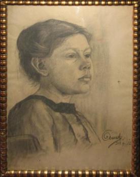 Aust Hubert : Portrét dívky, dat. 1912 Aust Hubert : Portrét dívky, dat. 1912