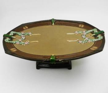 Hnědý secesní nástolec, majolika - Dubí  Hnědý secesní nástolec, majolika - Dubí